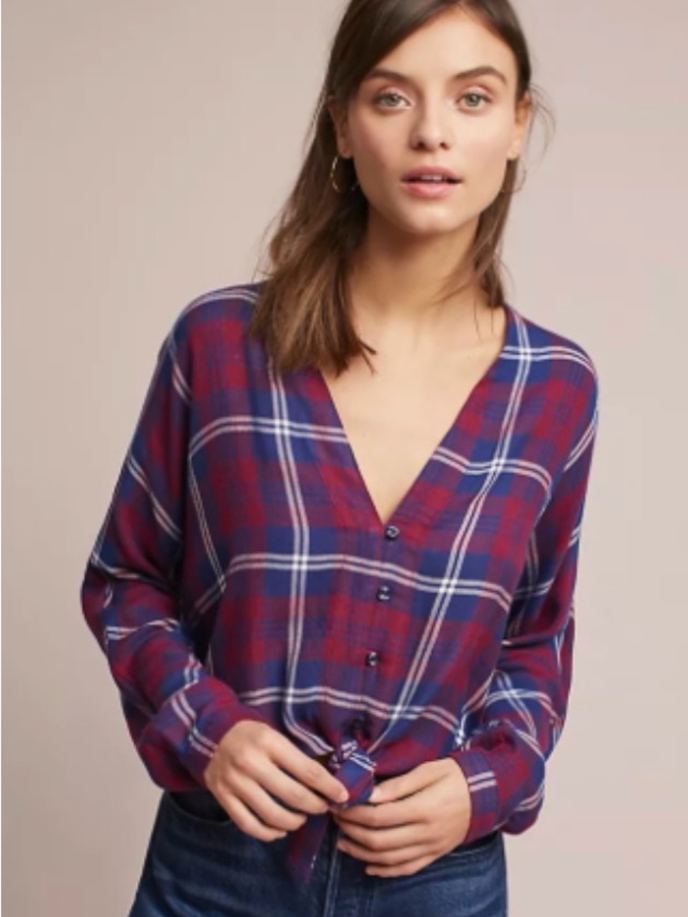 Rails Cropped Button Down Tie Front Sloane Top for Anthropologie